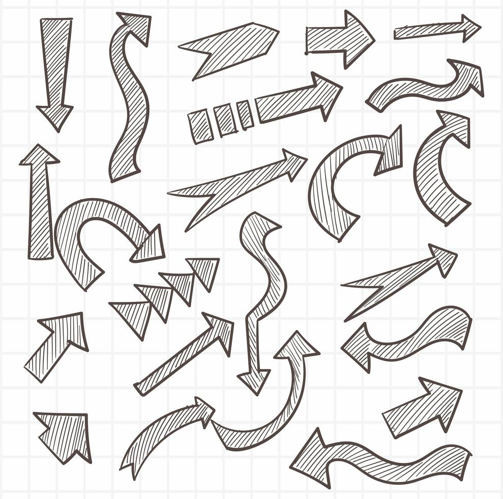 Hand drawn sketch arrow set  vector