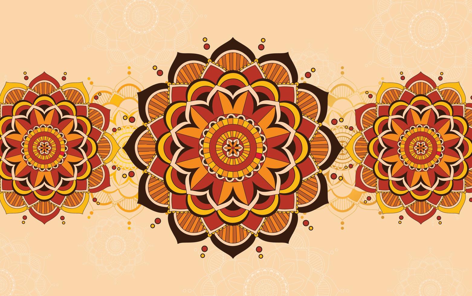 Orange Background Design with Mandala Patterns vector