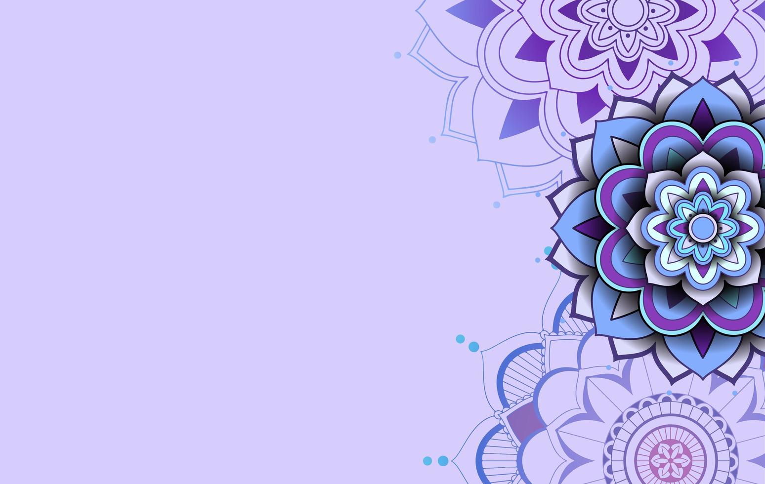 diseño de fondo azul y púrpura con patrones de mandala vector