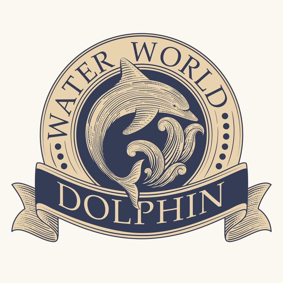 Dolphin Retro Label vector