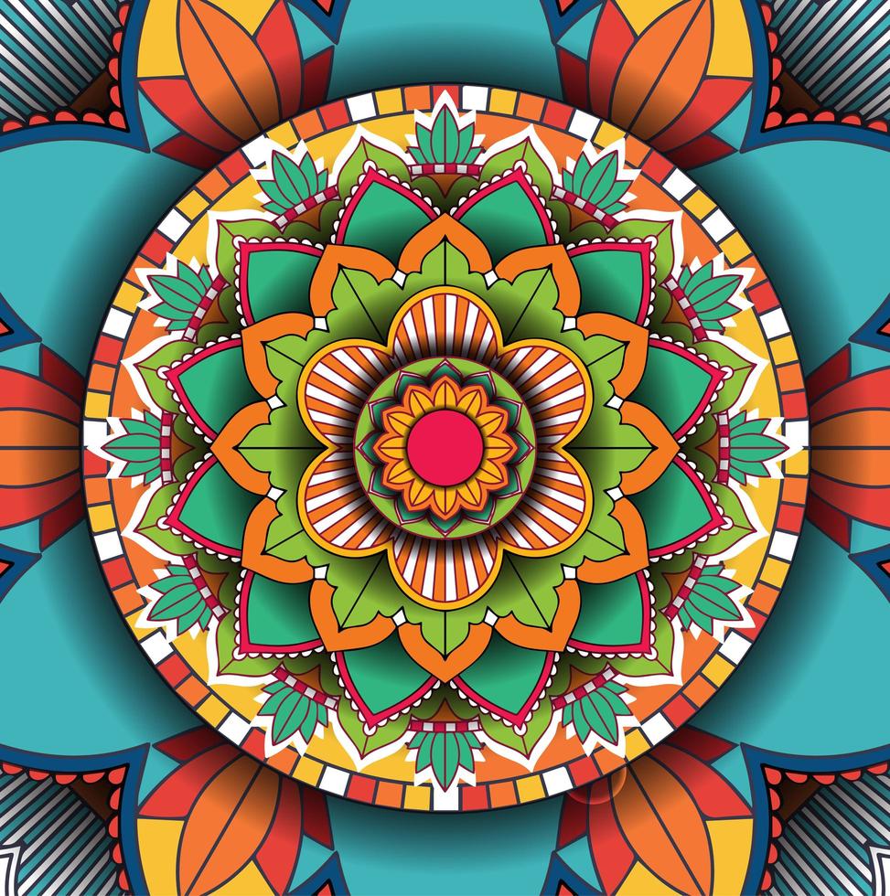 diseño de fondo colorido con patrón de mandala vector