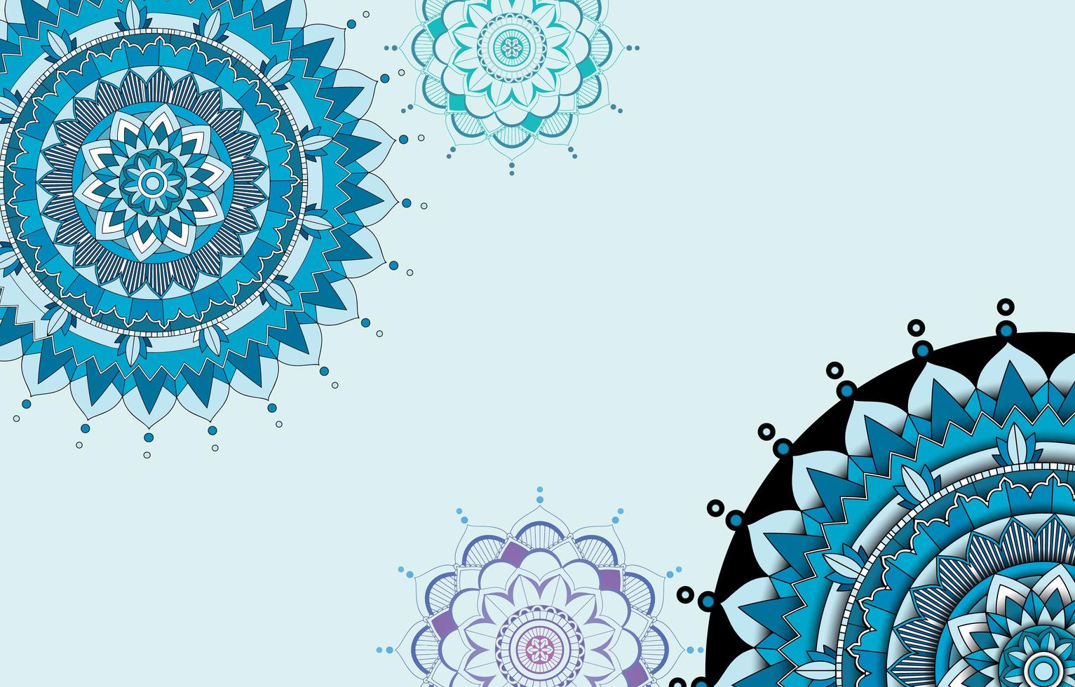 Blue Background Design with Mandalas vector