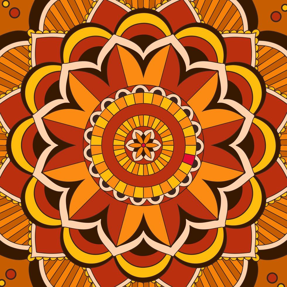 Dark Orange Background with Mandala Pattern vector