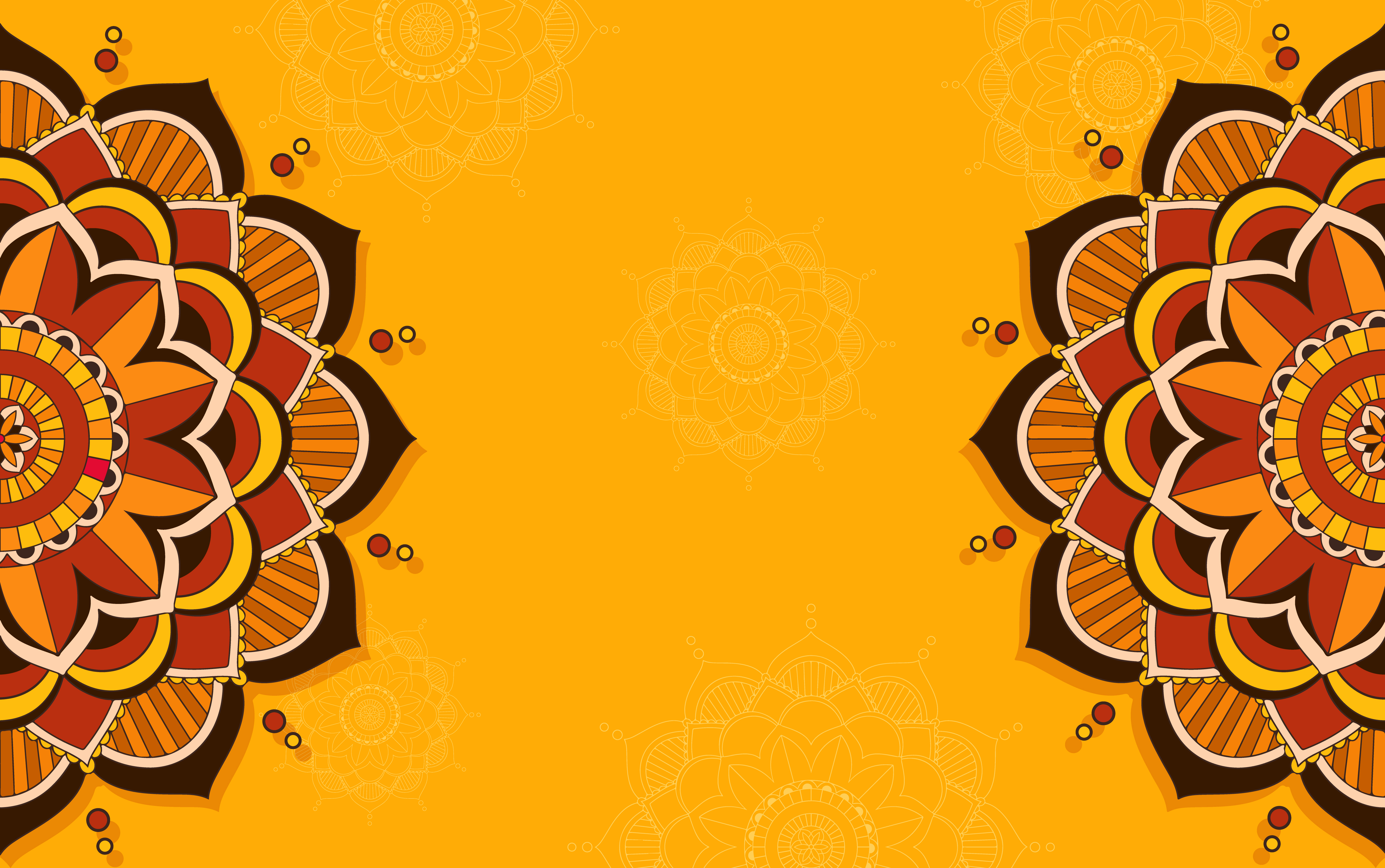 Yellow Orange Background Design With Mandala Patterns Vector Art At Vecteezy