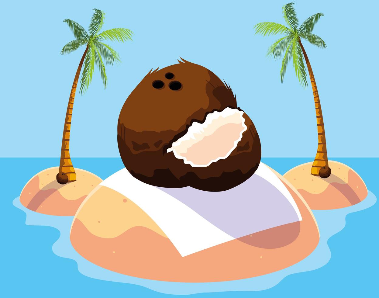 Fresh coconut fruit design vector