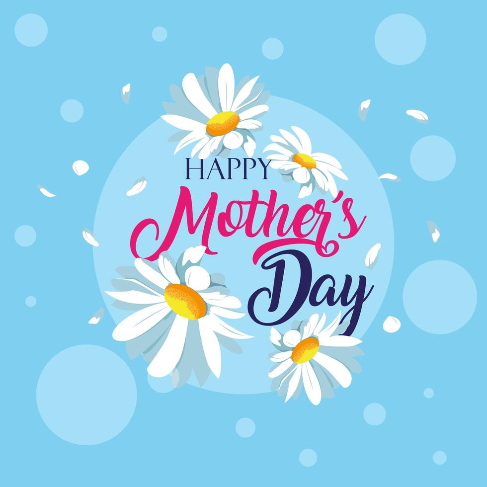 feliz dia de la madre tarjeta con decoracion de flores vector