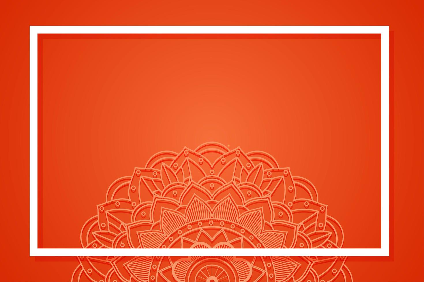 Red Background Template with Mandala Design vector