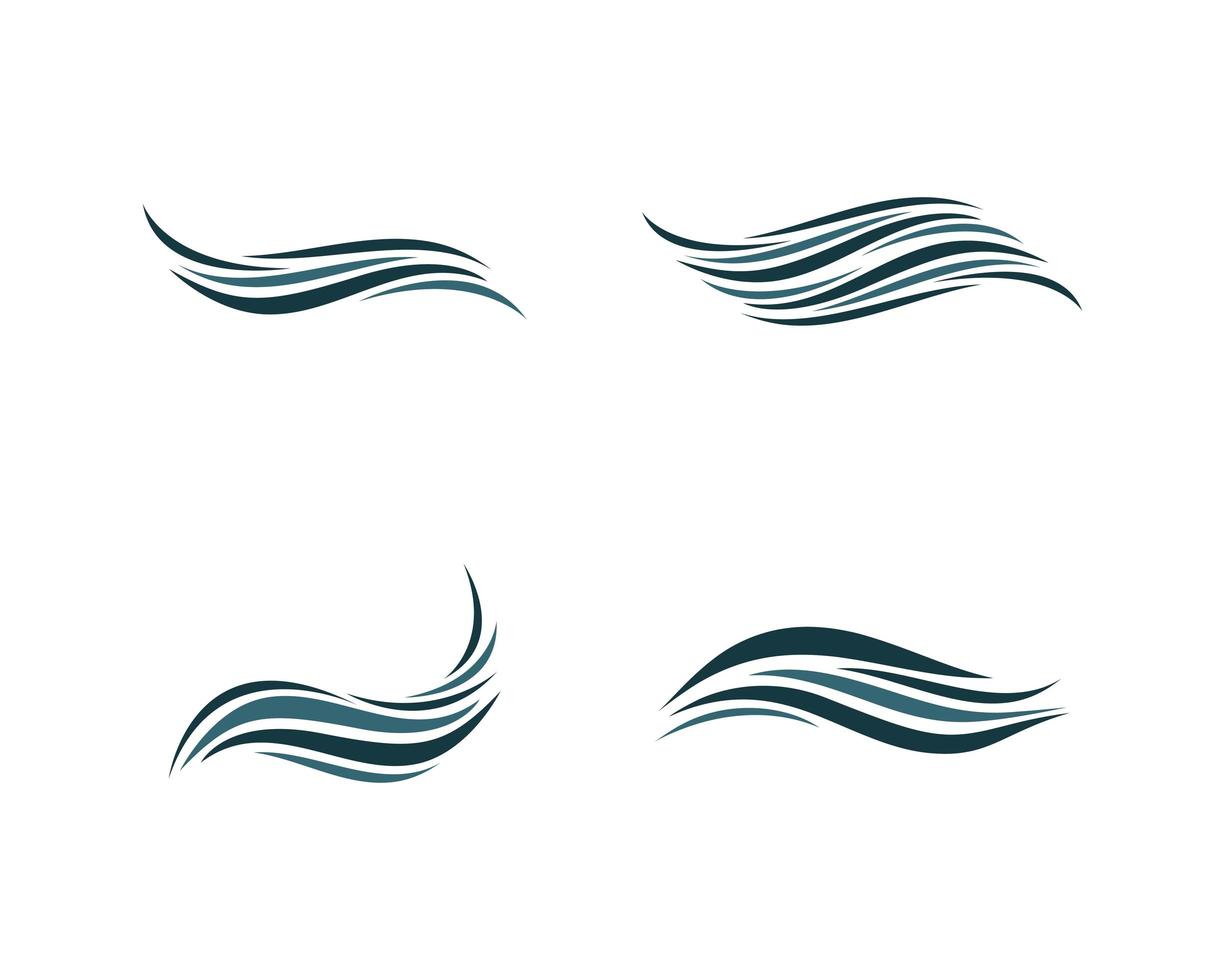 Water wave logo set icon vector