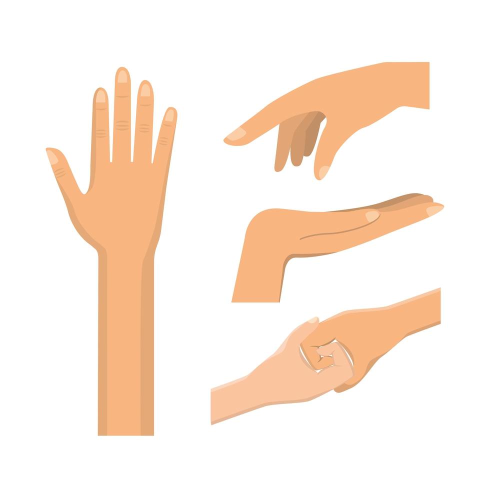 Hands and gestures icon set vector