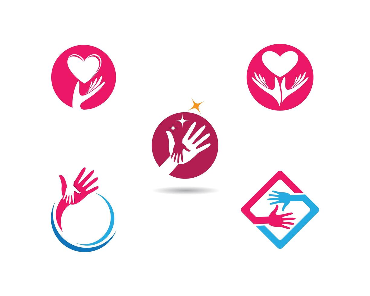 conjunto de logotipo de cuidado de manos vector