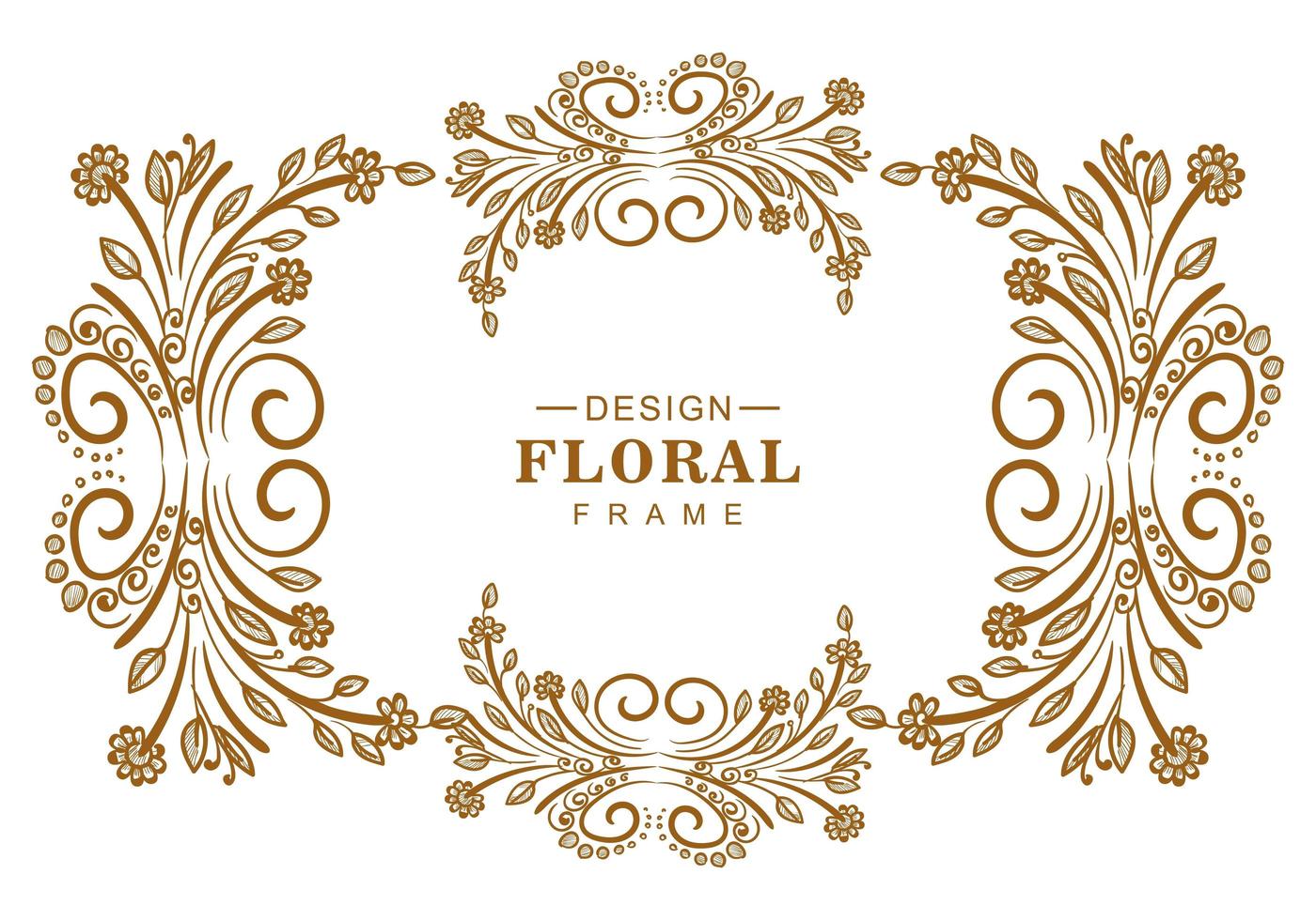 hermoso diseño de marco decorativo ornamental dorado floral vector