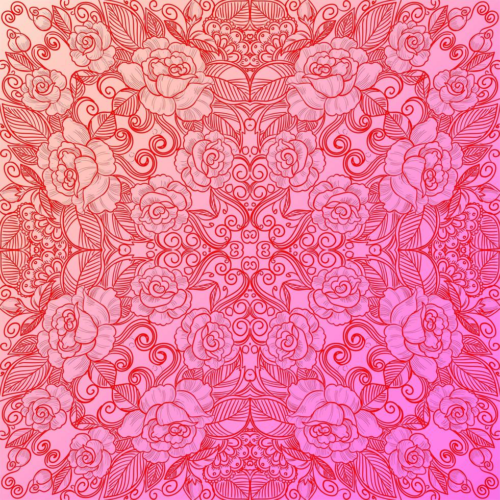 patrón floral decorativo étnico fondo rosa vector