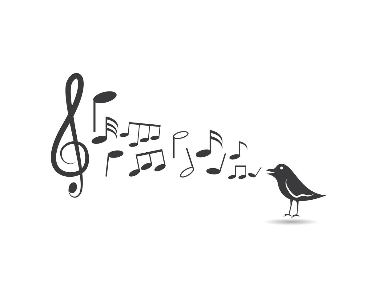 Music note with a bird icon vector