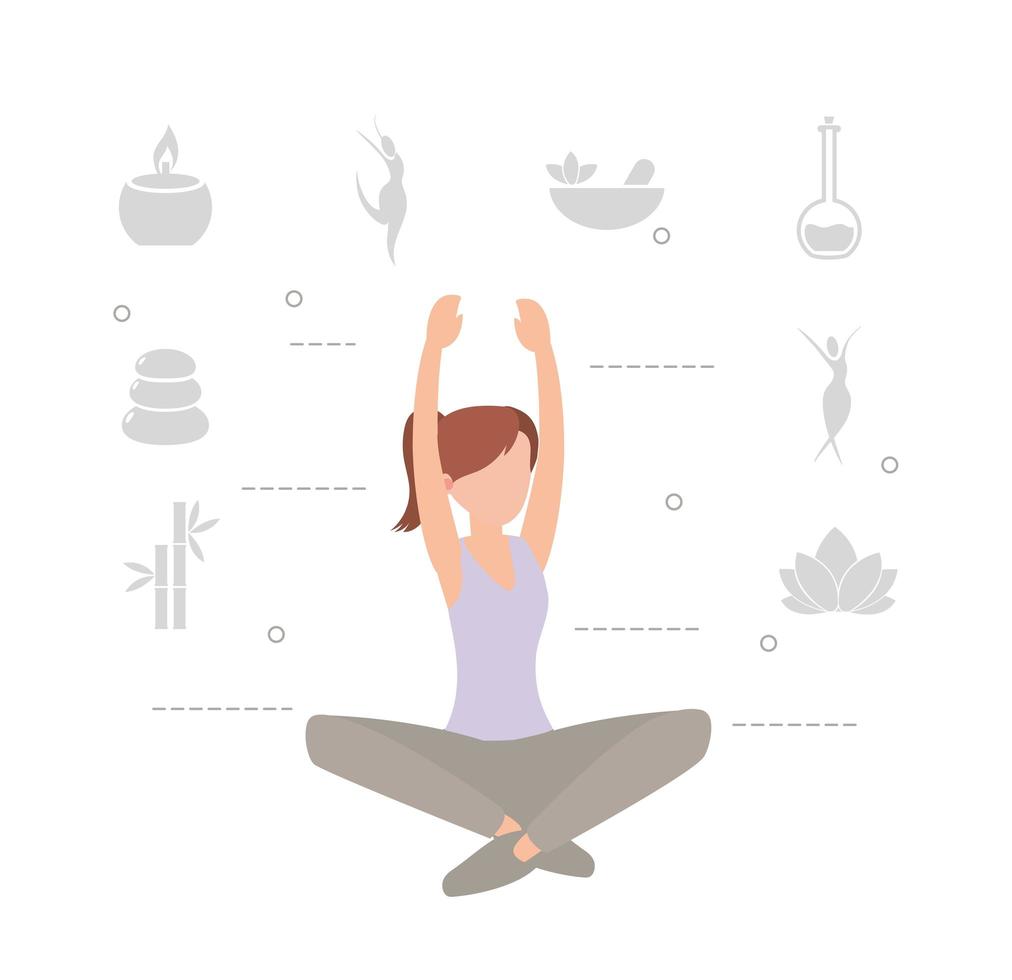 Woman on lotus pose  vector