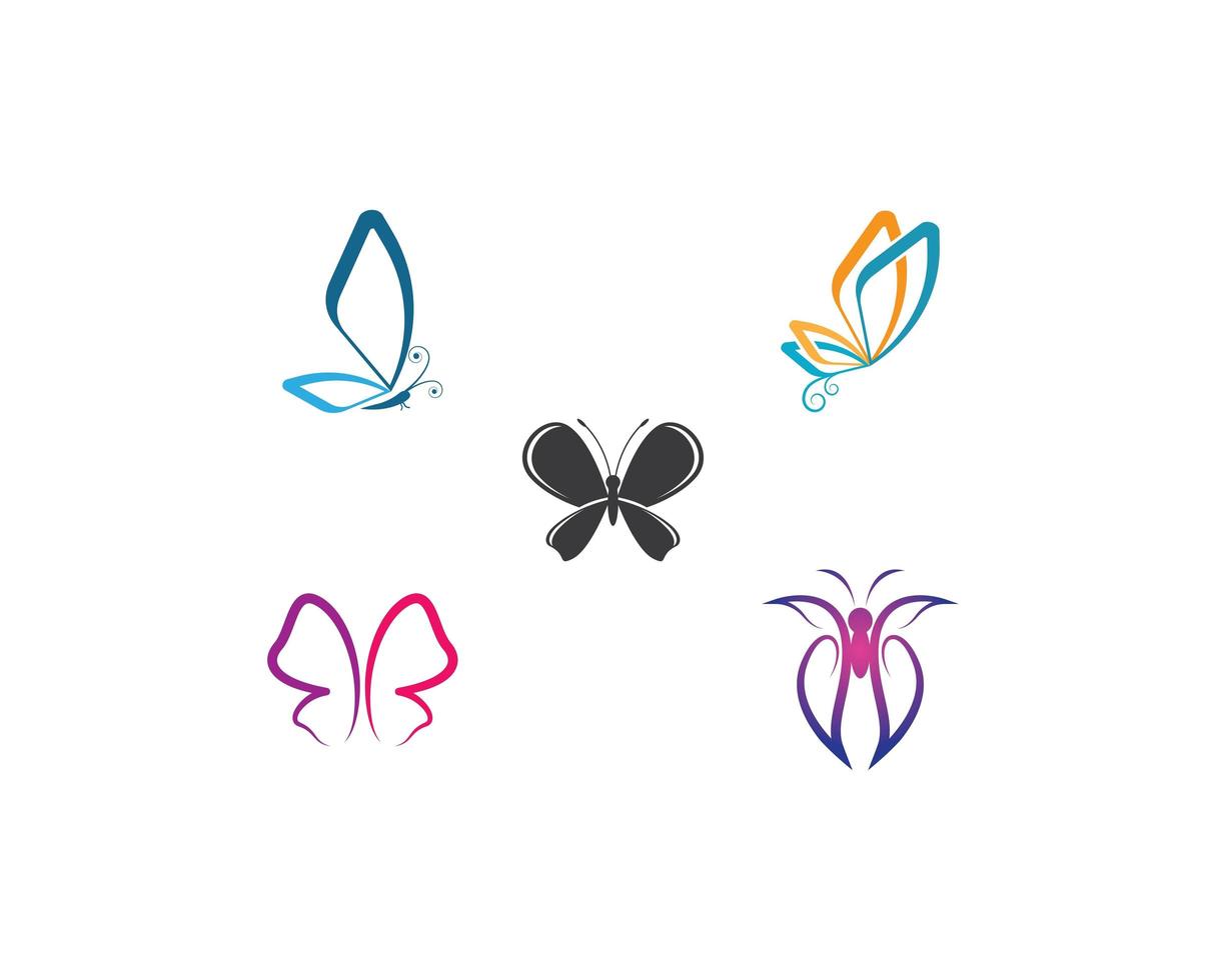 Butterfly logo icon set vector