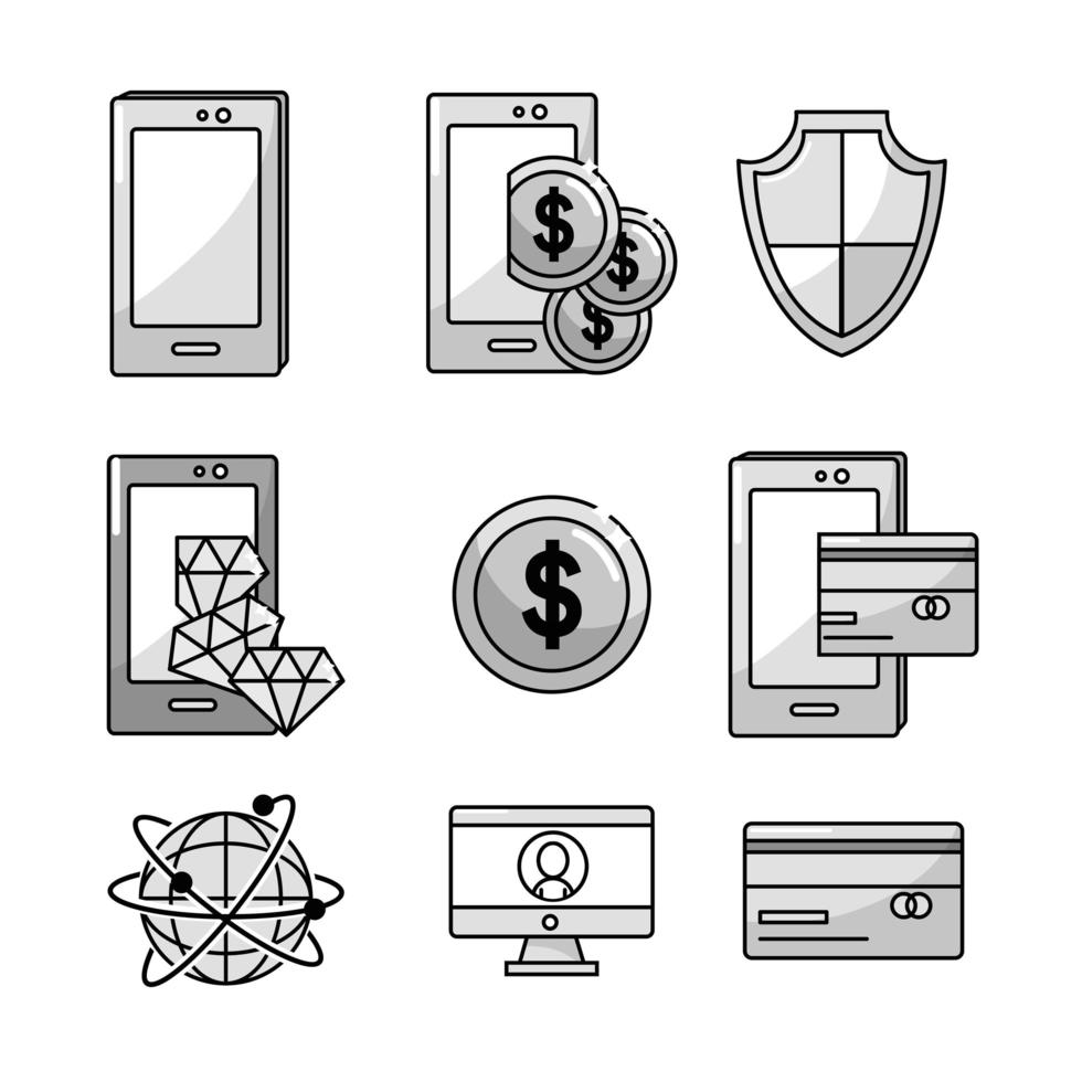 conjunto de iconos de la industria fintech vector