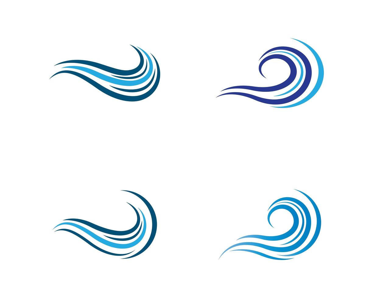 Water wave logo set vector