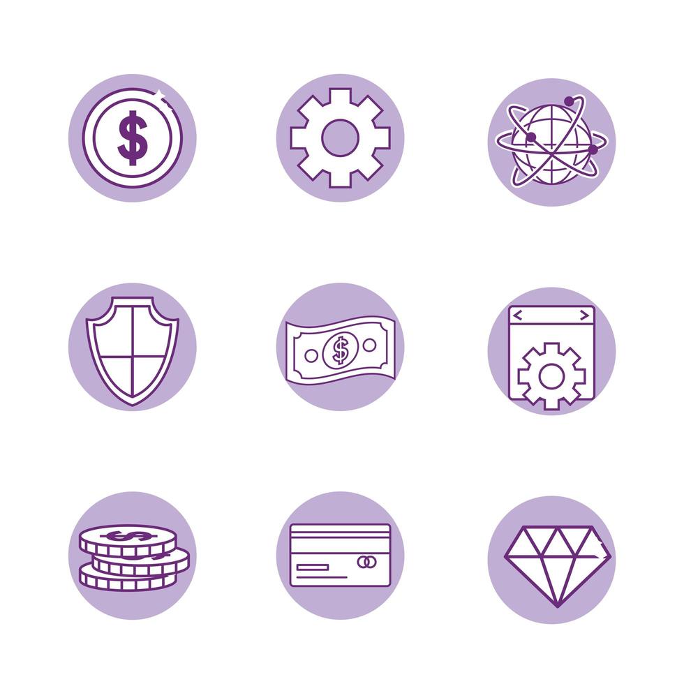 conjunto de iconos de la industria fintech vector