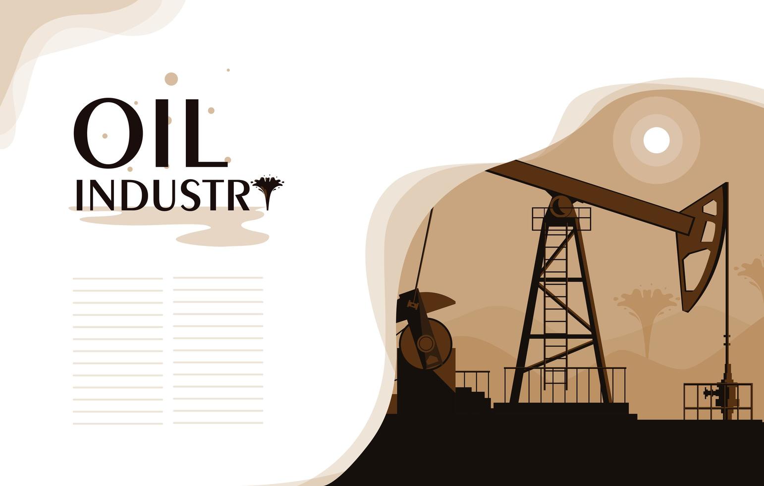 escena de la industria petrolera con torre de perforación vector