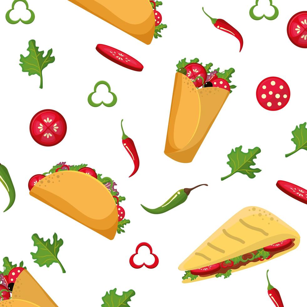 Mexican food pattern design vector