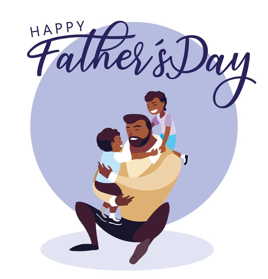 Happy father day card with dad and children vector