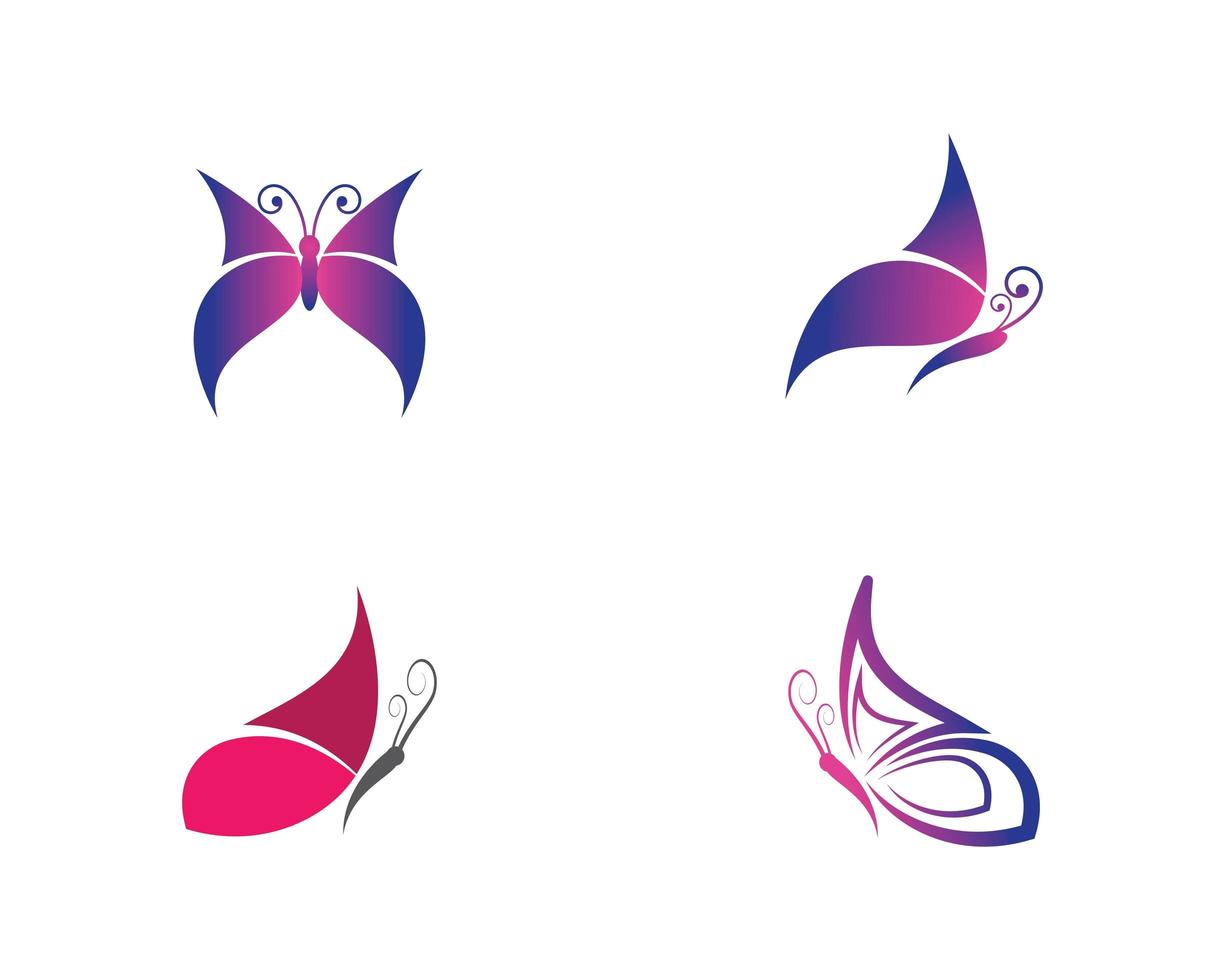 conjunto de logotipo de mariposa colorida vector