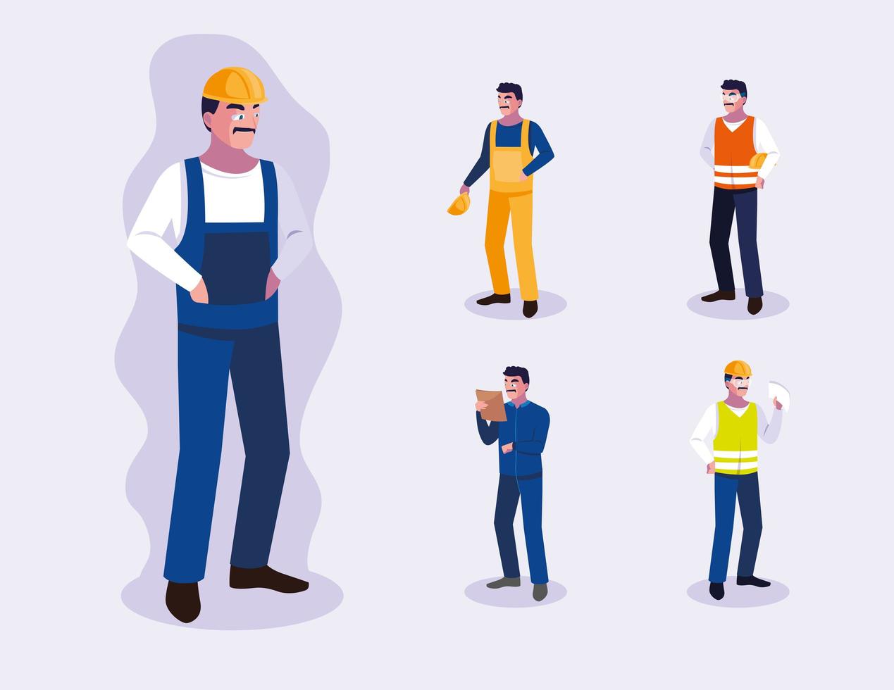 Set of male professional workers design vector