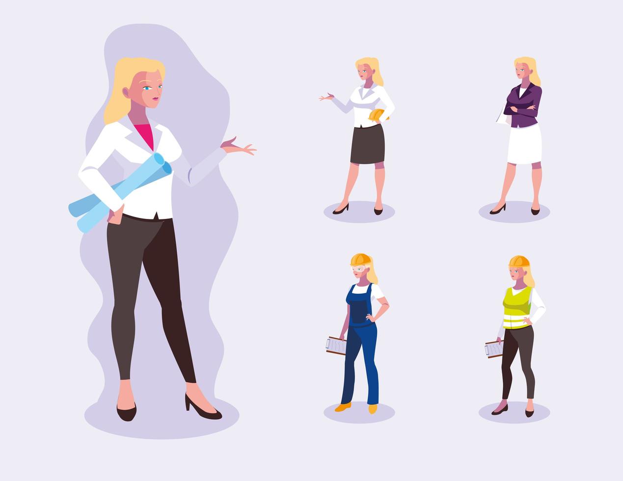 Set of professional female workers design vector