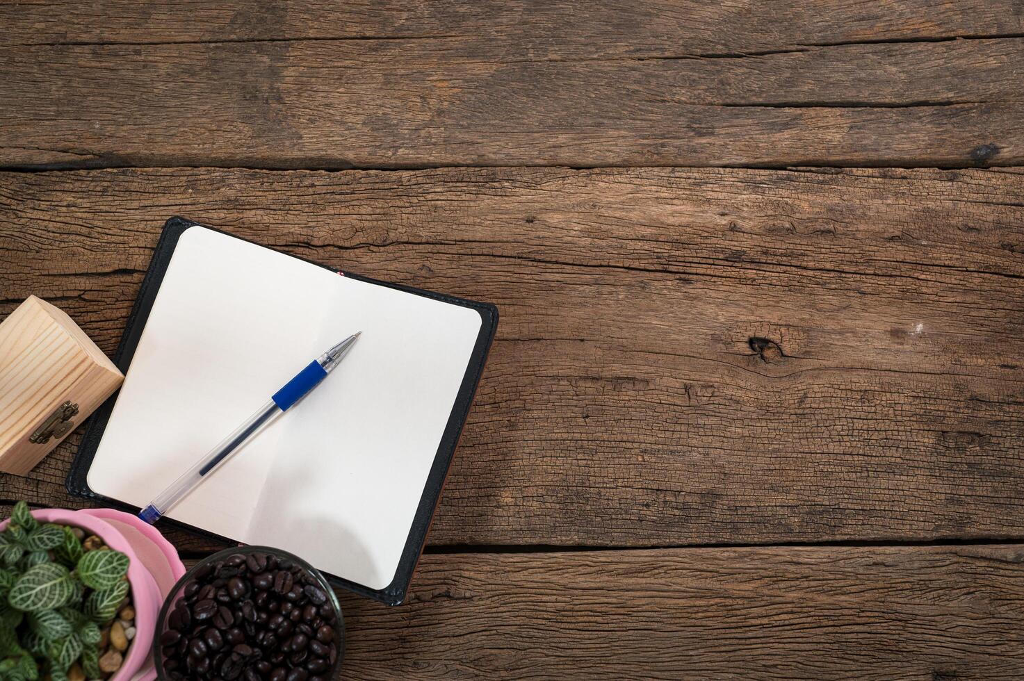 Notebook on a table photo