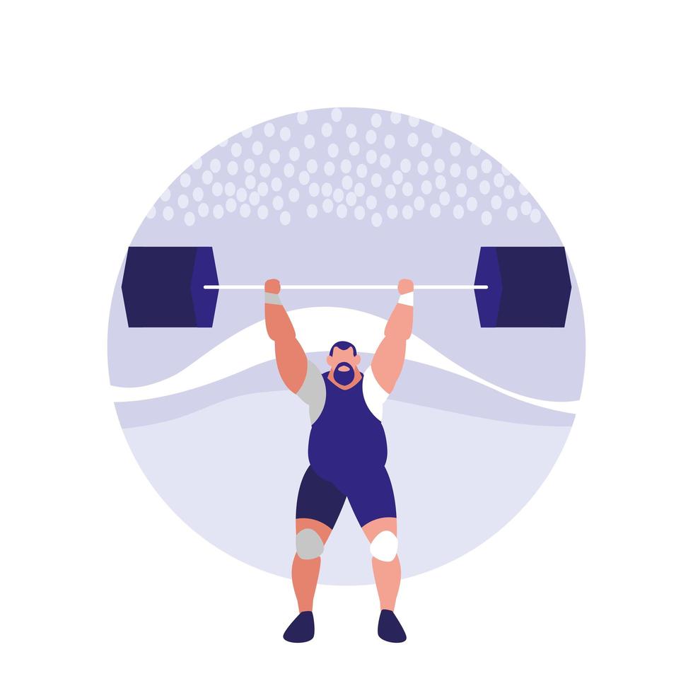 Man practicing lifting weight avatar character vector