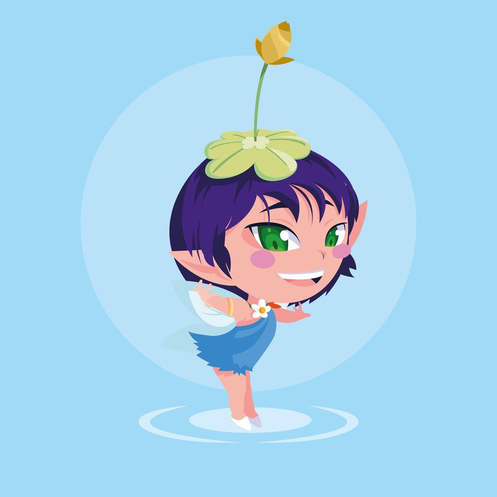 Cute fairy character graphic icon vector