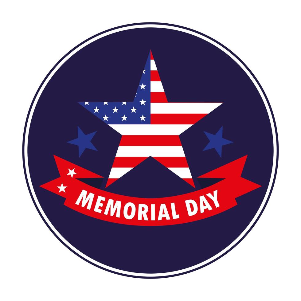 Happy memorial day with star and USA flag  vector