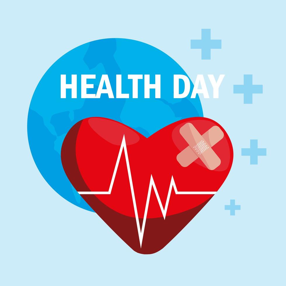 World health day card with heart vector