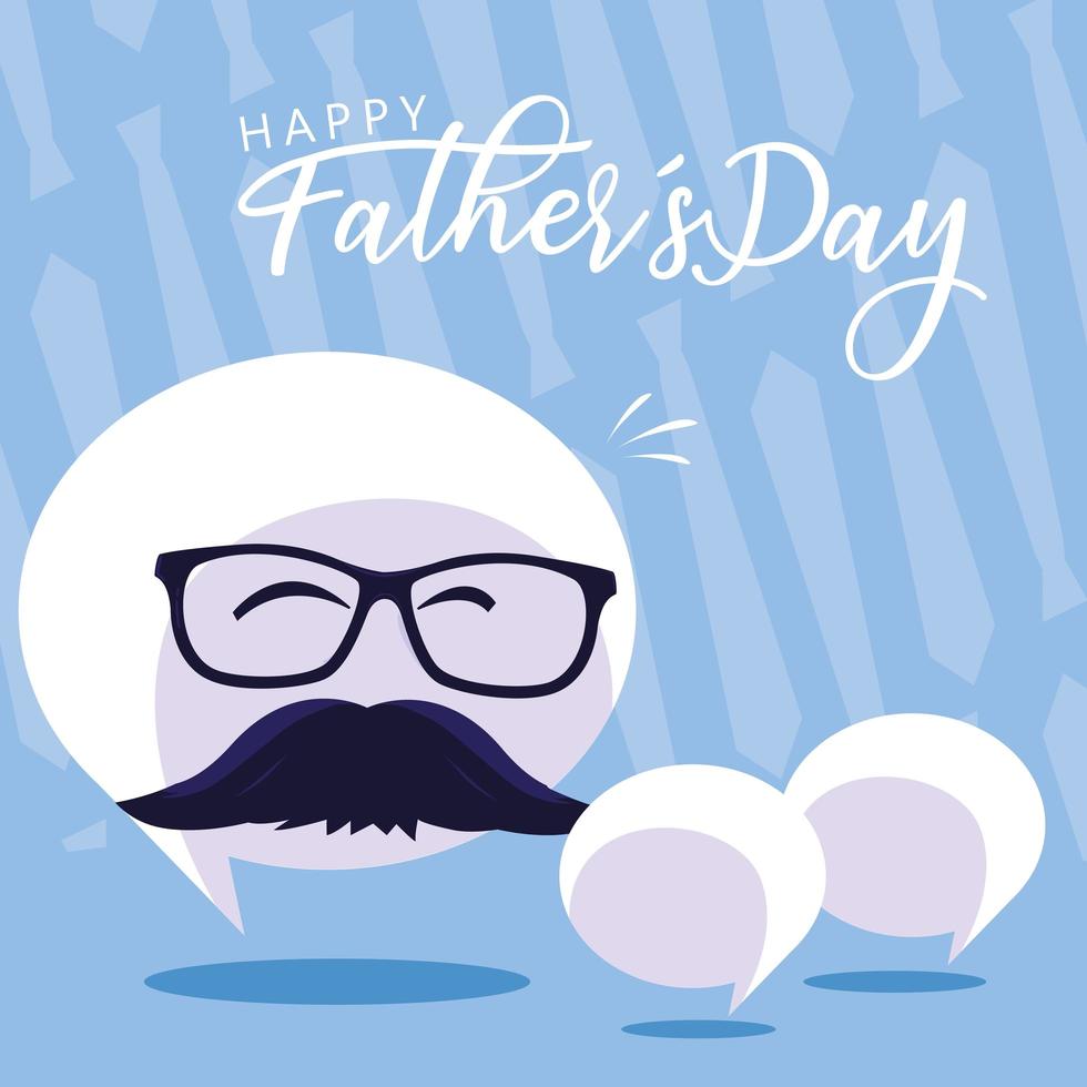 Happy father day with face and speech bubbles vector