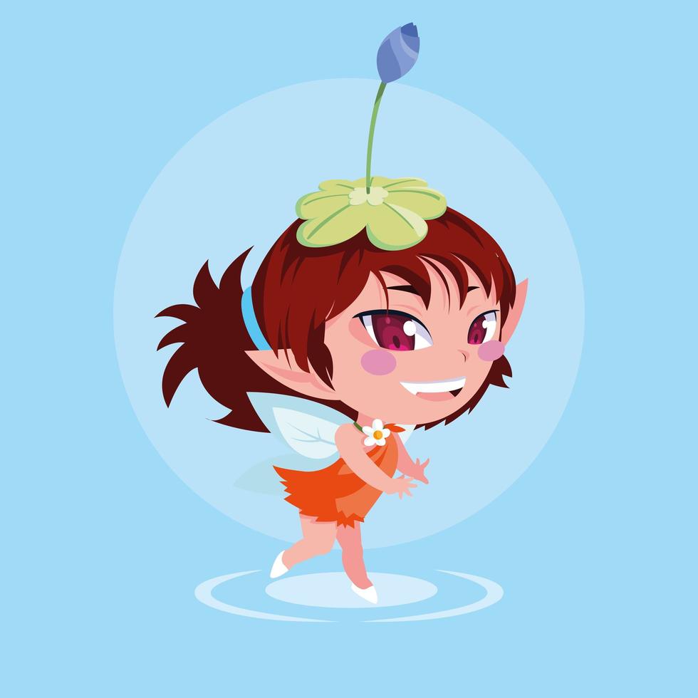 Cute fairy character graphic icon vector