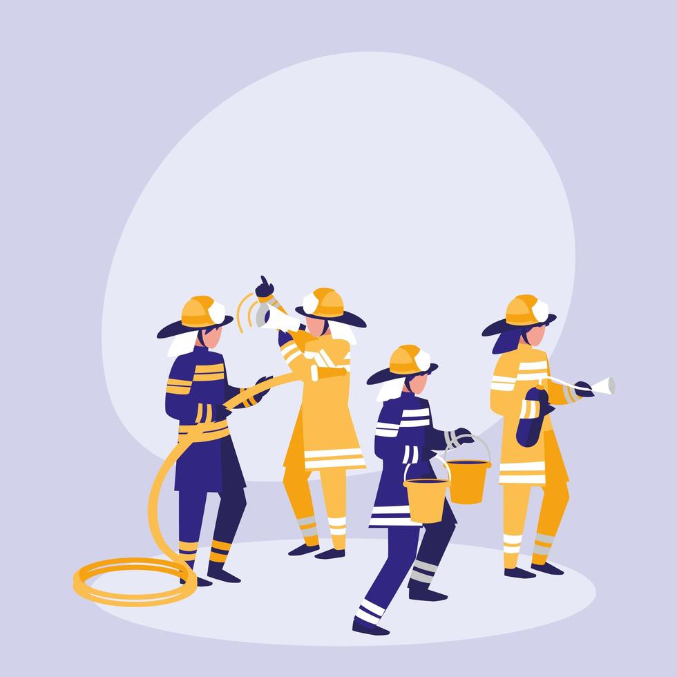 Group of firefighters avatar character vector