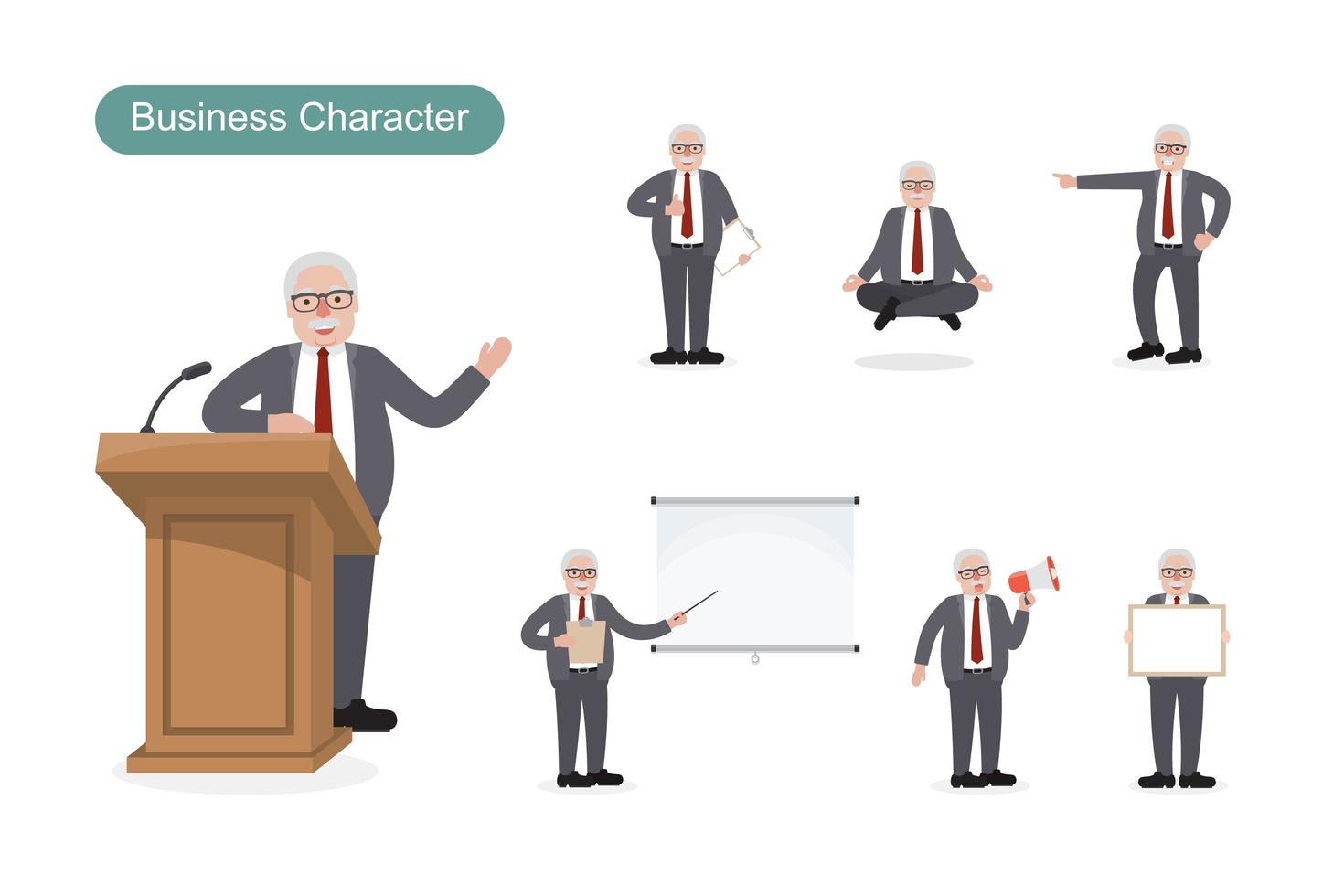 Older business man at work set vector