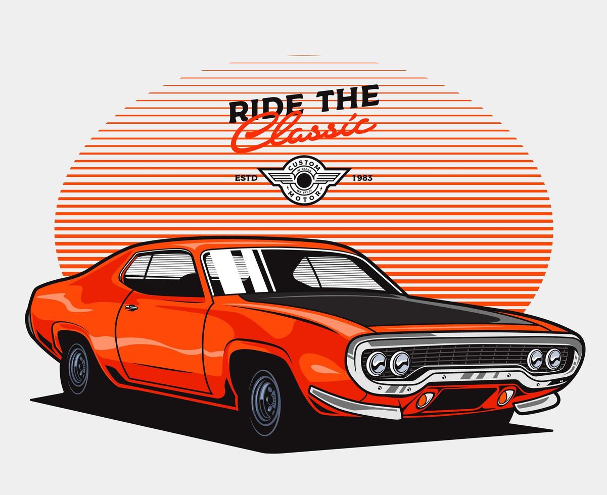 Orange classic car vector