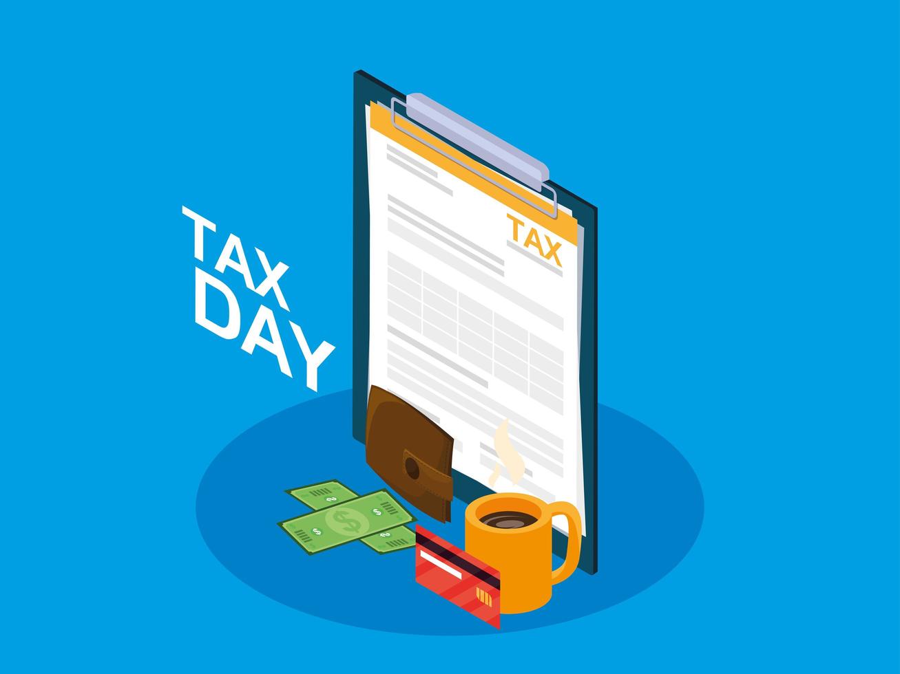 Tax day with clipboard and business icons vector