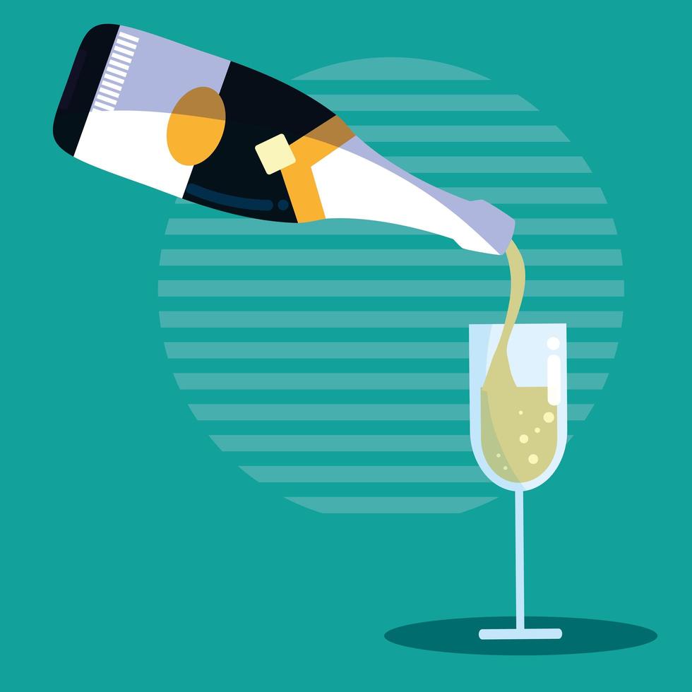 Bottle of champagne with cup vector