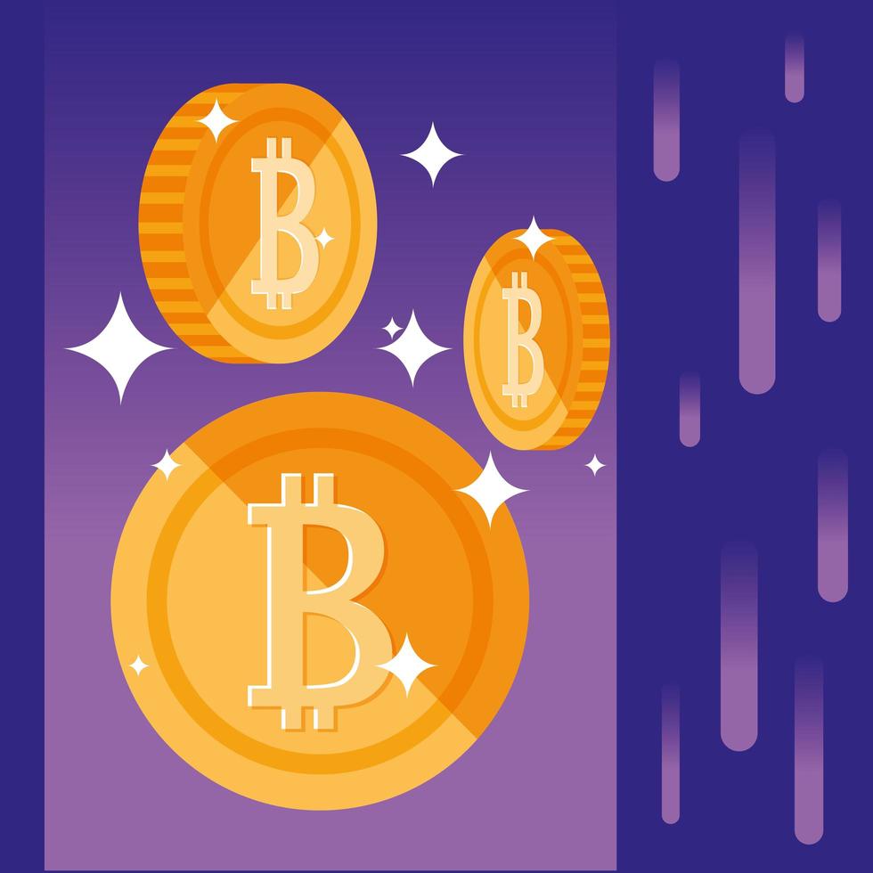 Crypto mining bitcoin icons vector