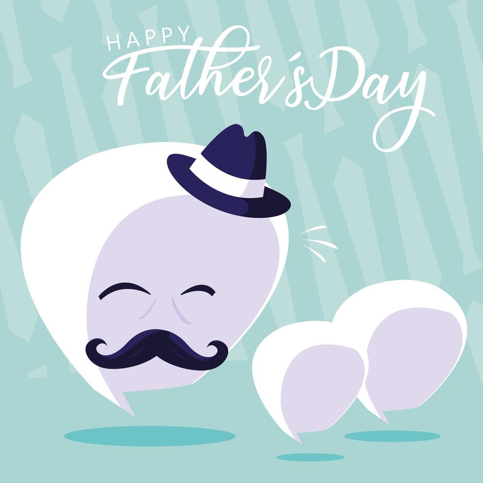 Happy father day with face and speech bubbles vector