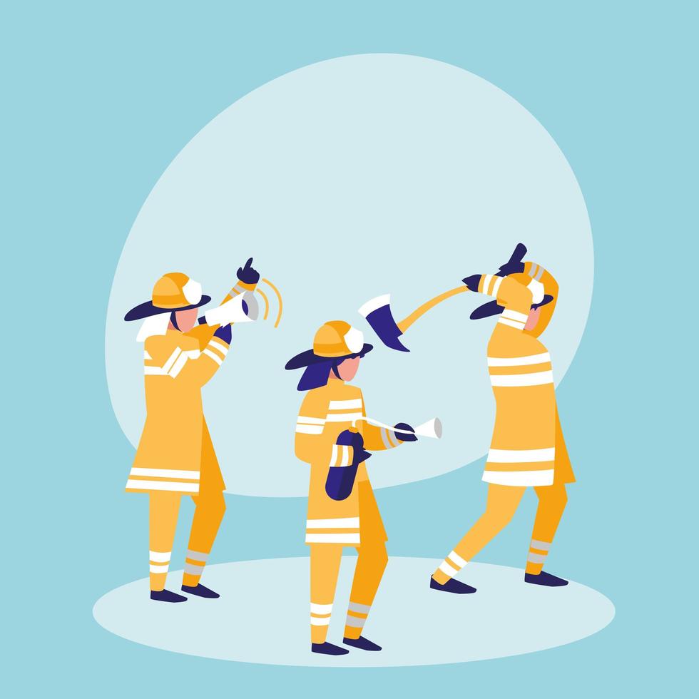 Group of firefighters avatar character vector