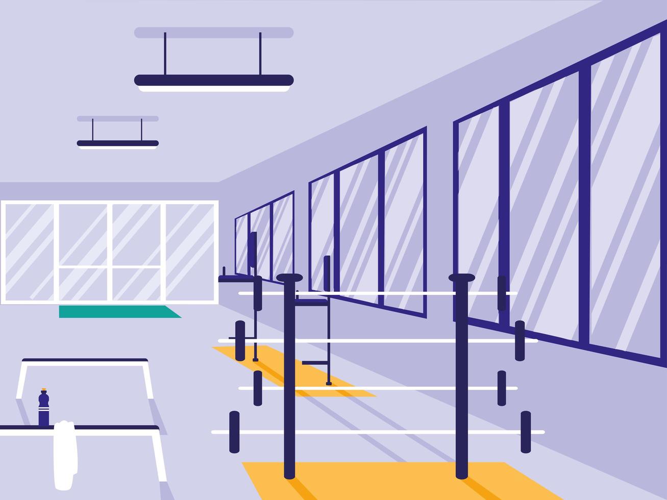 Area for weightlifting in sport gym vector