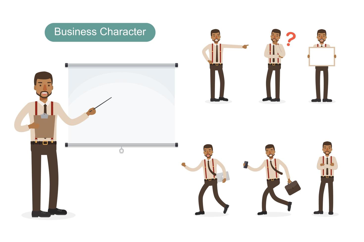 Business man at work set vector