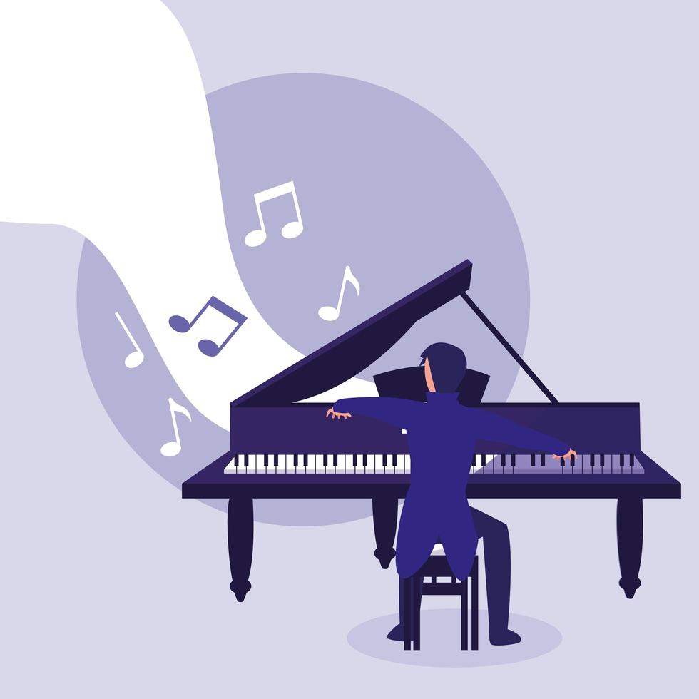 Man playing piano instrument vector