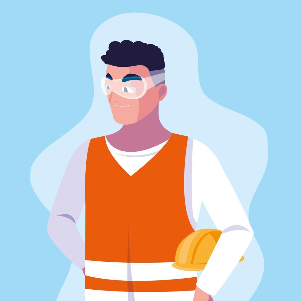 avatar, caricatura, ingeniero, hombre vector