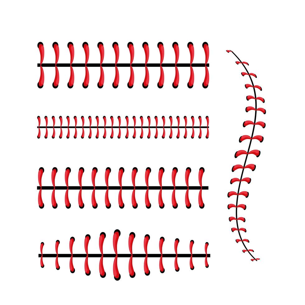 conjunto de diseño de puntadas de béisbol vector