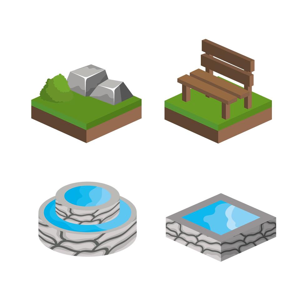 conjunto de iconos de diseño de edificio isométrico vector