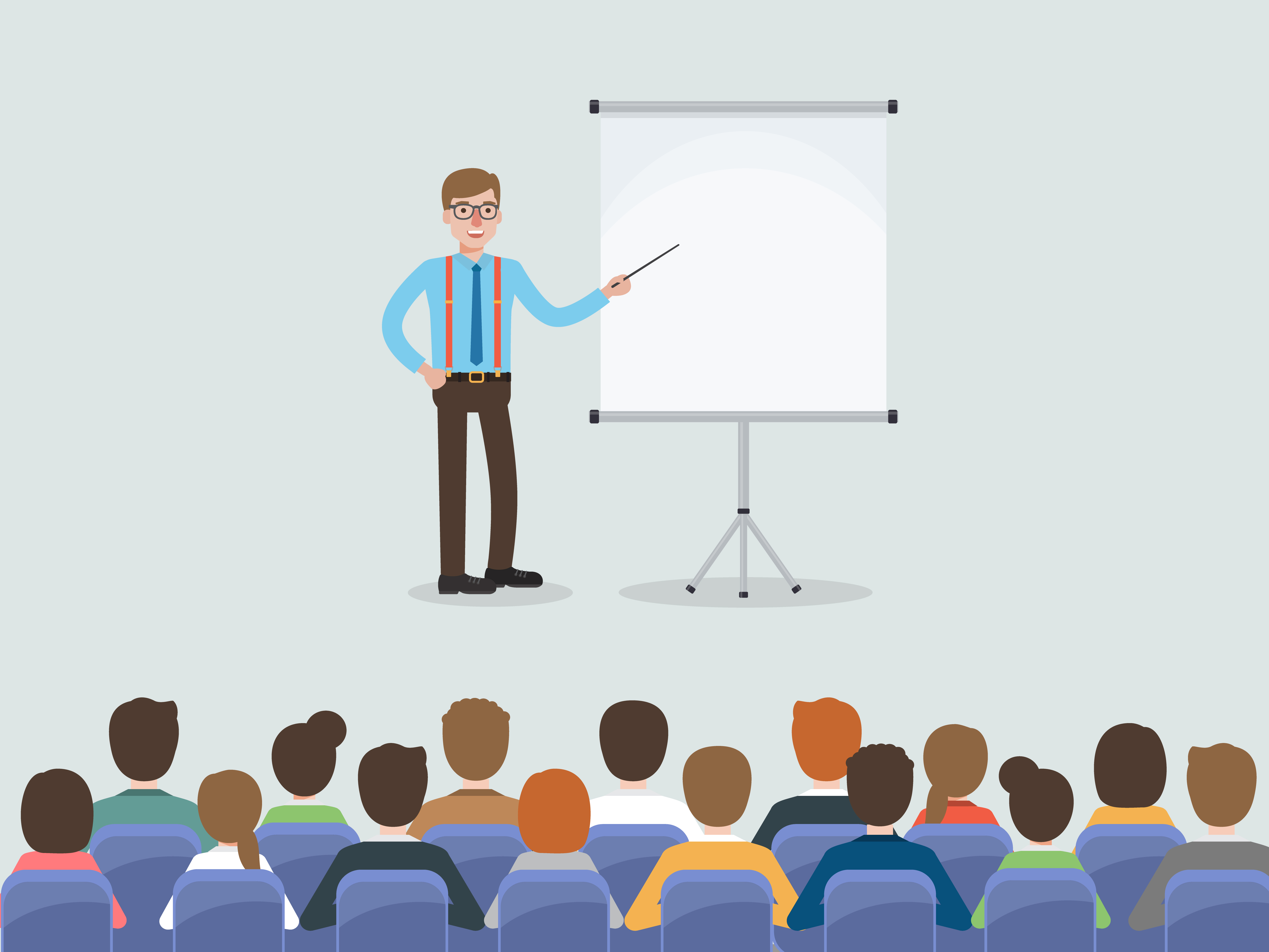 Businessman at meeting in conference room 1312265 Vector Art at Vecteezy